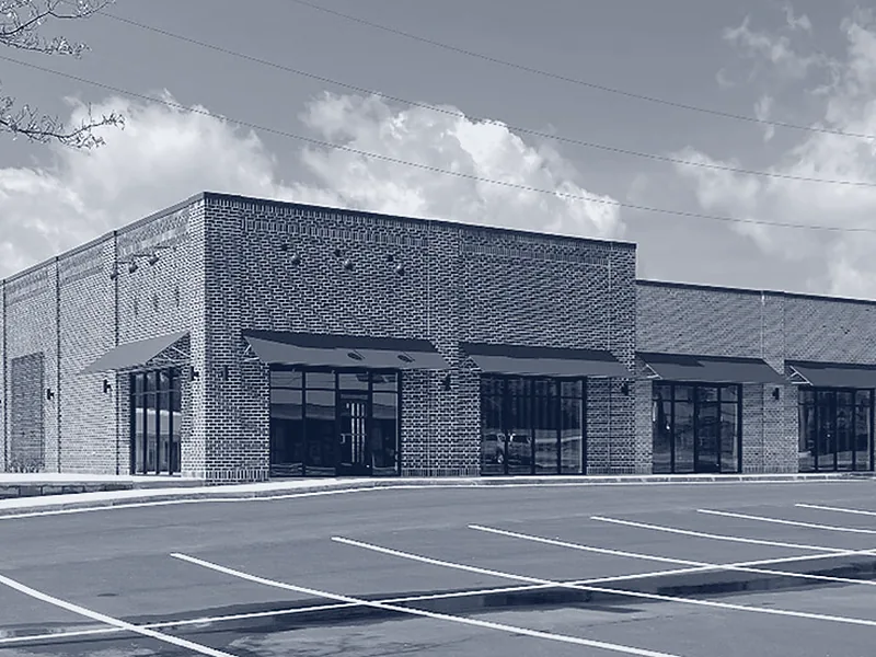 Spec retail building shell in brick and masonry
